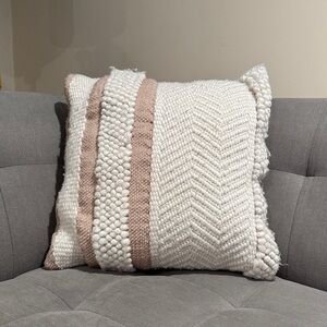 White and Tan Textured Throw Pillow